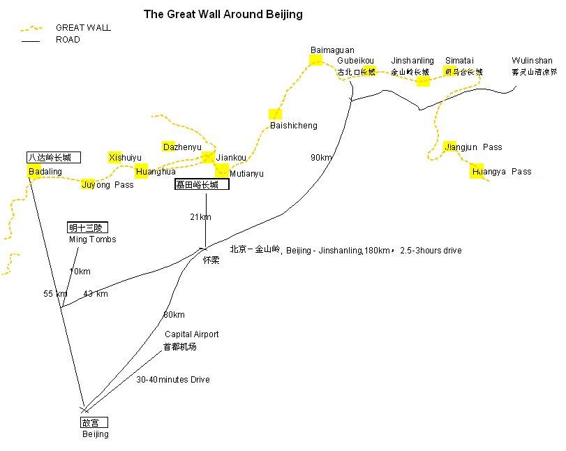 Great Wall in Beijing, Great Wall Map Great Wall in Beijing, Great Wall Map