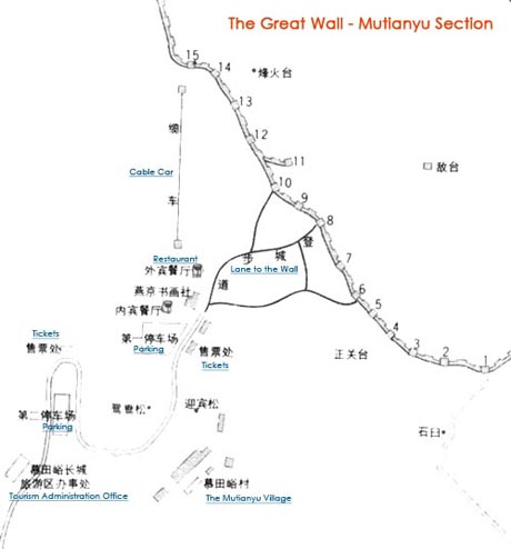 Mutianyu Great Wall, Great Wall Map Mutianyu Great Wall, Great Wall Map